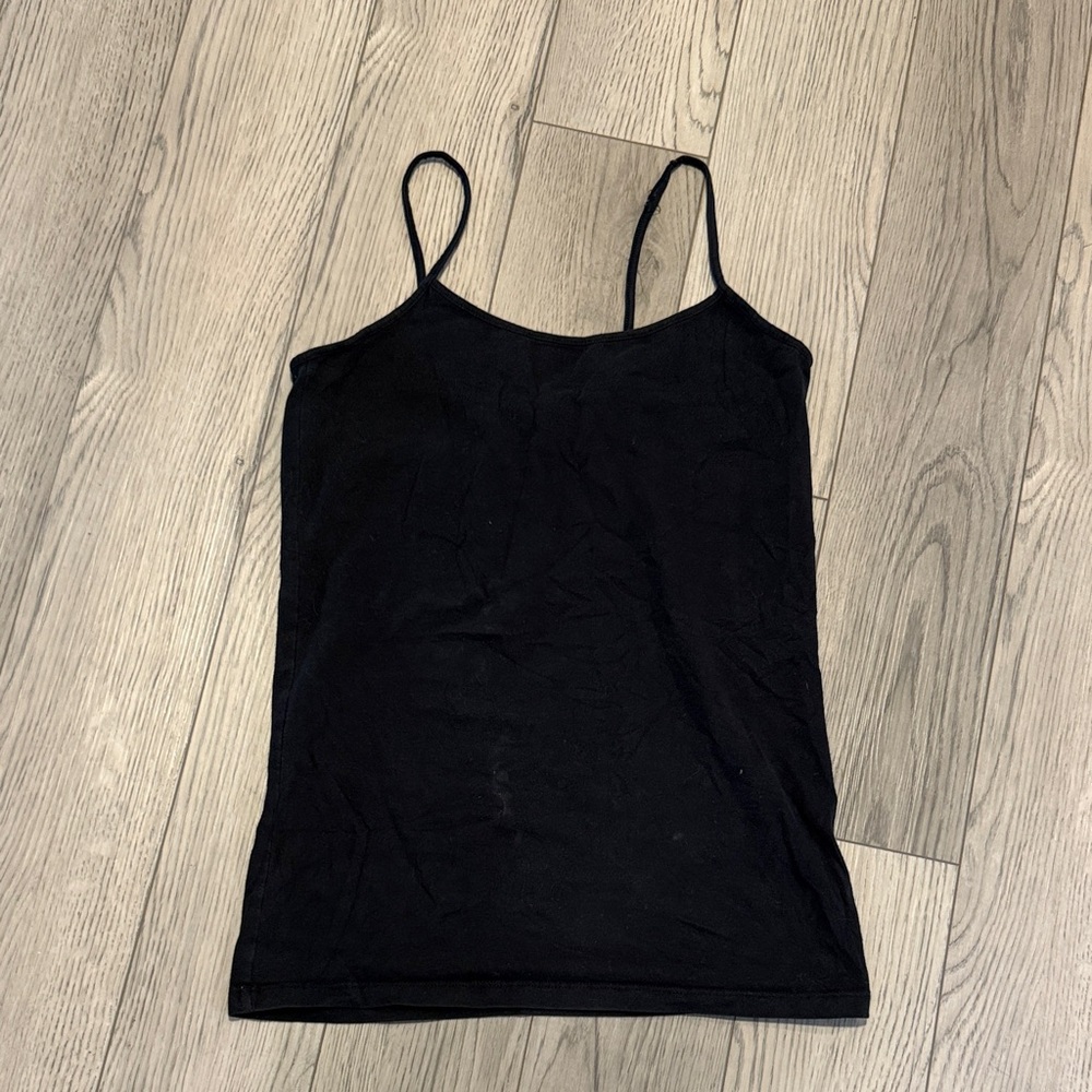 Black Spaghetti Strap Top Junior size L large tank top in good used condition